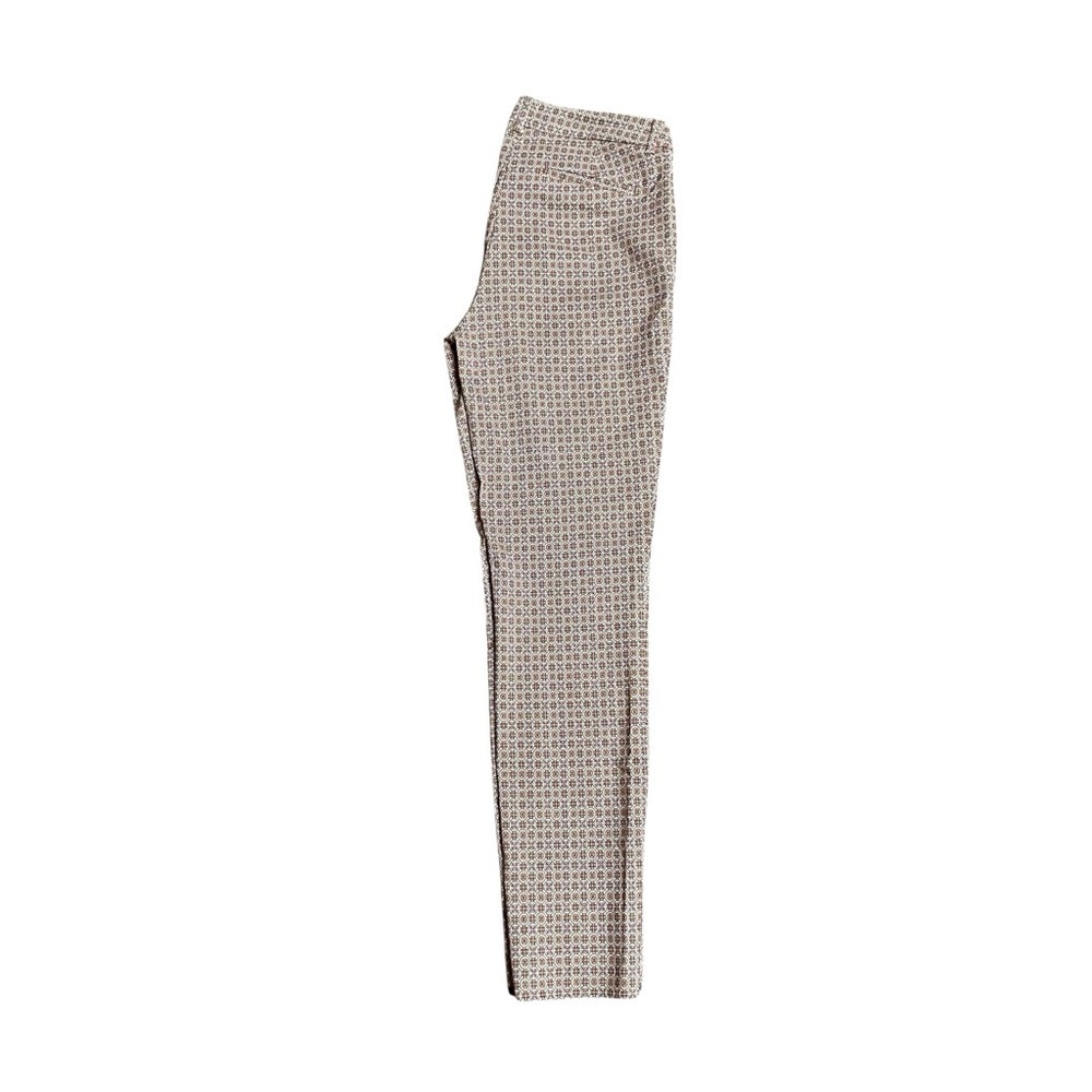 Cynthia Rowley Geometric Print Pants Brown Cream Stretch Ankle Trousers Sz 2 - Picture 7 of 10